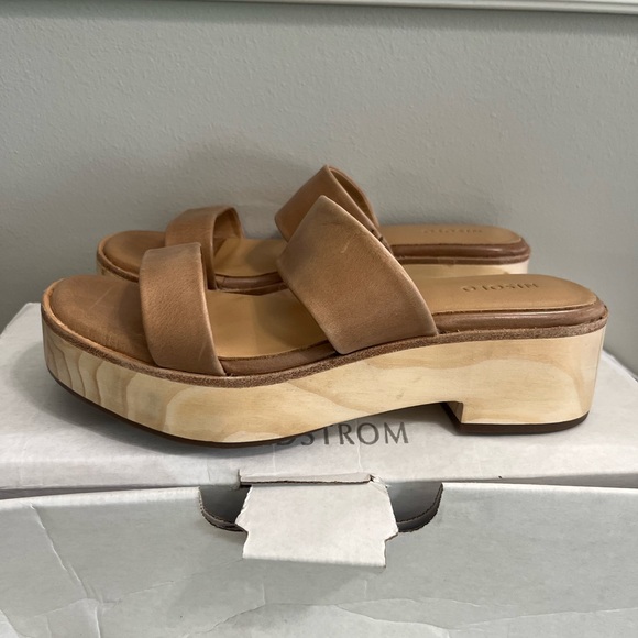 Nisolo Ellie All day clog Tan‎ wood Platform NEW - Picture 2 of 6